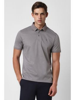 Van Heusen - Men Grey Regular Fit Printed Collar Neck Polo T-Shirt