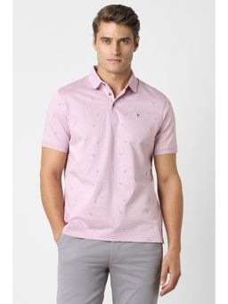 Van Heusen - Men Pink Regular Fit Printed Collar Neck Polo T-Shirt