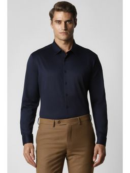 Van Heusen - Men Navy Blue Slim Fit Solid Collar Neck Formal Shirt