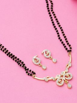 Estele - Gold and Rhodium Plated Butterfly Designer Mangalsutra Necklaces for Women (Set of 2)