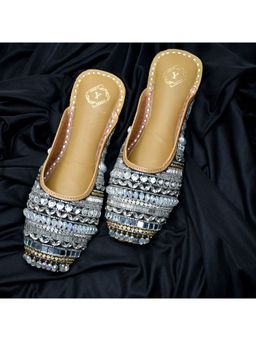 YASSIO - Women Embroidered Amani Mules Silver