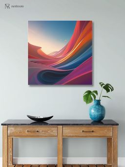 Nestroots - Black and White Brushstroke Canvas Printed Wall Painting with White Floating Frame