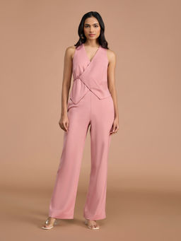 RSVP by Nykaa Fashion - Pink V Neck Wrap Top High Waist Pant