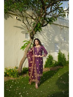 SUTRA CLOTHING - Royal Purple Jodha Set (Set of 3)