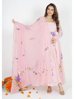 SUTRA CLOTHING - Tejran Pink Anarkali Kurta & Pant with Dupatta (Set of 3)
