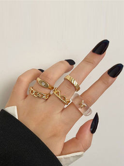 Jewels Galaxy - Gold Plated Rings (Set of 5)