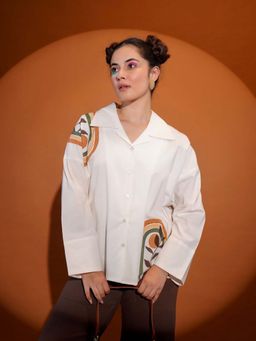 KAFTANIZE - White Placement Hand Painted Shirt