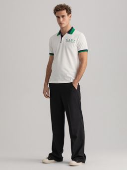 GANT - Men White Solid Regular Polo T-shirt