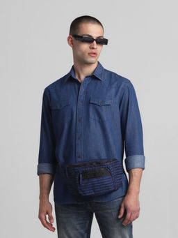 Jack & Jones - Navy Blue Regular Fit Solid Shirt