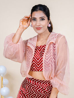 HANDME - Regal Elegance Hand Embroidered Organza Jacket