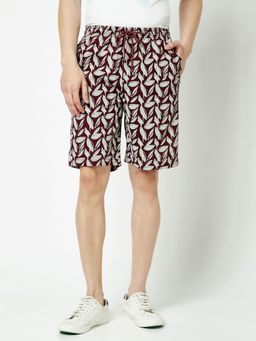 CRIMSOUNE CLUB - Men Polished Maroon Floral Shorts