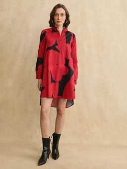 RAREISM - Jioplo Red Print A-Line Mini Dress
