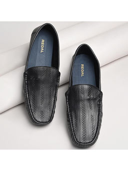 REGAL - Black Men Textured Casual Driving Loafers