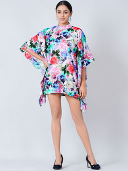First Resort by Ramola Bachchan - Multi-color Crystal Studded Floral Silk Velvet Tunic