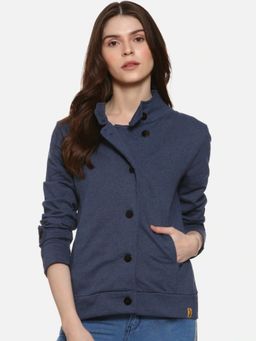 Campus Sutra - Navy Blue Full Sleeve Solid Casual Stylish Jacket