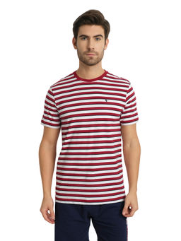 AM SWAN - Mens Stripes Maroon T-shirt