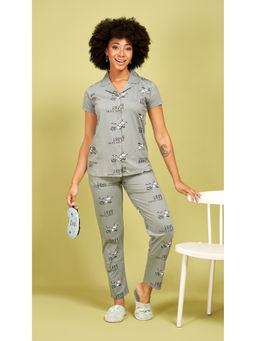 Quira - Women Grey Printed Regular Fit Shirt & Pyjama
