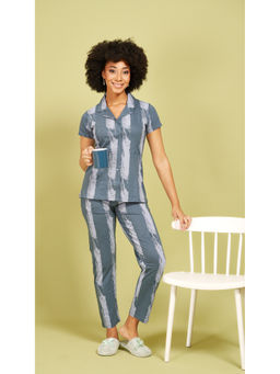 Quira - Women Blue Printed Regular Fit Shirt & Pyjama