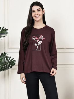 Kanvin - Women Brown Full Sleeves Regular T-Shirt