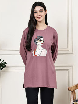 Kanvin - Women Pink Long T-Shirt with Slit