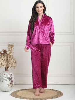 TAG 7 - Metallic Pink Ice Velvet Regular Shirt & Pyjama