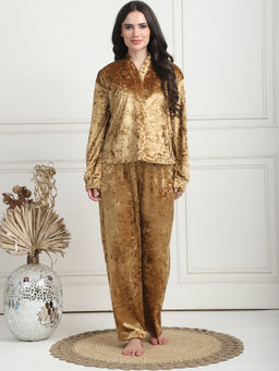 TAG 7 - Gold Ice Velvet Regular Shirt & Pyjama