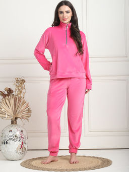 TAG 7 - Pink Velvet Zip Regular Sweatshirt & Pyjama