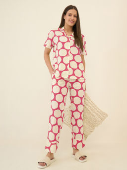 Sweet Dreams - Women Pink Polka Dots Shirt & Pyjama