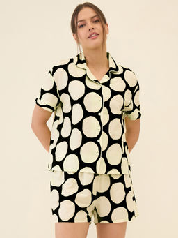 Sweet Dreams - Women Black Printed Shirt & Shorts