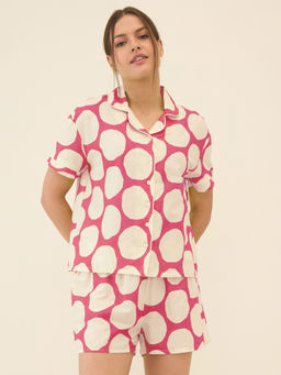 Sweet Dreams - Women Pink Printed Shirt & Shorts