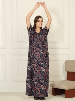 Sweet Dreams - Women Pink Printed Full Length Night Dress