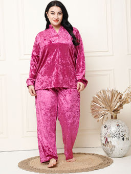 TAG 7 - Metallic Pink Ice Velvet Oversized Shirt & Pyjama