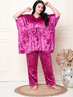 TAG 7 - Metallic Pink Ice Velvet Oversized Kaftan & Pyjama