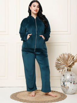 TAG 7 - Bottle Green Velvet Oversized Hoodie & Pyjama