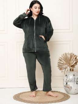 TAG 7 - Olive Velvet Oversized Hoodie & Pyjama