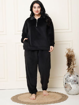 TAG 7 - Black Velvet Zip Oversized Sweatshirt & Pyjama