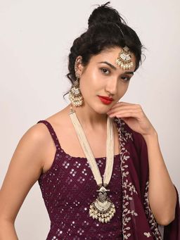 Odette - Off White Alloy Embellished Jewellery Set Women