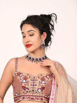 Odette - Dark Blue Alloy Embellished Jewellery Set Women