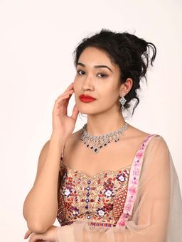 Odette - Dark Blue Alloy Embellished Jewellery Set Women