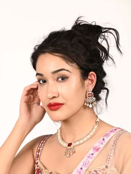 Odette - Maroon Alloy Embellished Jewellery Set Women