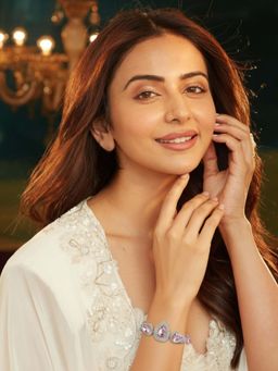 Accessher - Silver Pink Teardrop Crystal Adjustable Bracelet