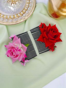 Accessher - Floral Thin Side Comb Hair Slides For Wedding Hairstyles