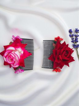 Accessher - Floral Thin Bun Comb Hair Clip For Wedding Decoration