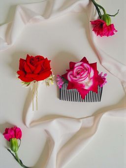 Accessher - Floral Bun Comb Clips For Bridal And Juda Hairstyle Decoration