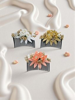 Accessher - Floral Thin Side Comb Juda Hairpin For Wedding Hairstyles
