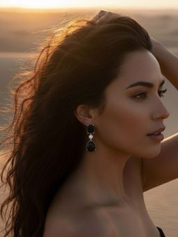 I Jewels - Silver Plated Black Cubic Zirconia Studded Earrings Women