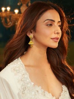 Accessher - Gold Floral Jhumka Earrings With American Diamonds Women