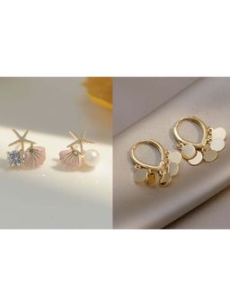 ISHKAARA - Sea Star Studs Earrings And Golden Coin Earrings Combo Set