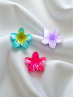 Accessher - Colourful Flower Claw Hair Clips Women (Pack Of 3)