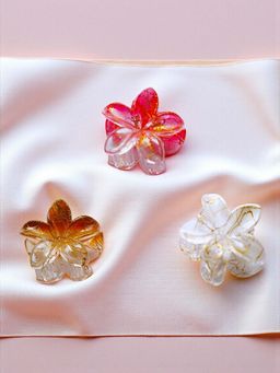 Accessher - Colourful Plumeria Flower Claw Hair Clips Women (Pack Of 3)